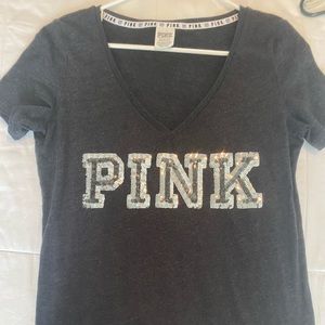 Victoria Secrets Pink sequin Vneck T-shirt